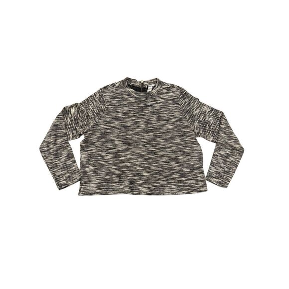 Women H&M Long Sleeve Black & White Crop Top Size XL Zipper Back Knit Sweater - Picture 1 of 7